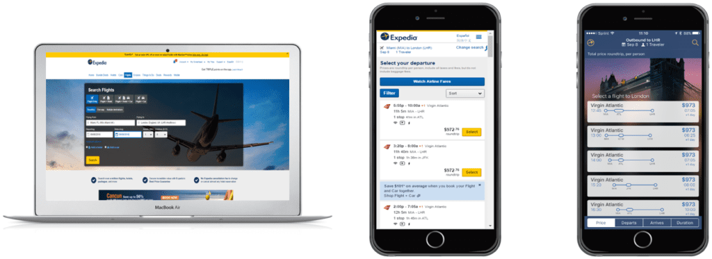Expedia desktop and mobile