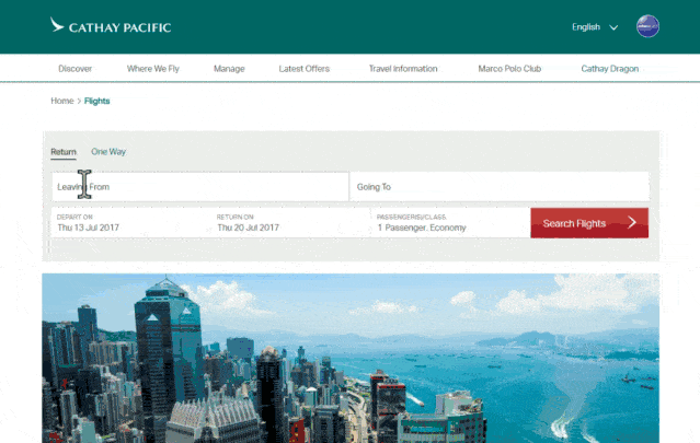 Cathay Pacific Flight Search