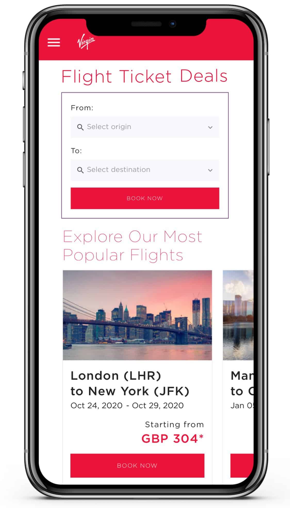 Virgin Australia AMP Page with modules