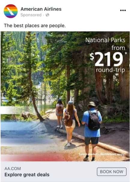 AA national parks facebook ad
