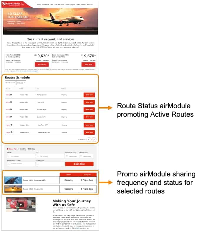 Air Canada Home Page with airTRFX links