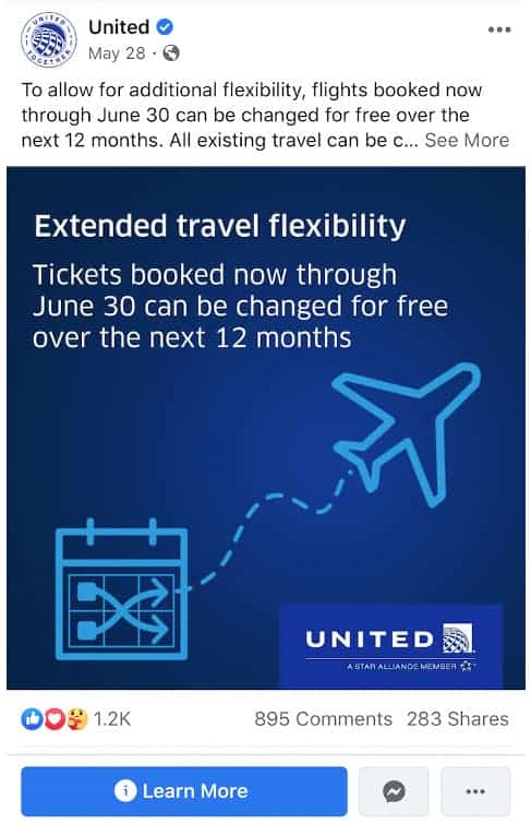 United social ad on booking flexibility
